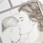 Laser Engraved Panel with Woman and Child Made in Italy - Harald Viadurini