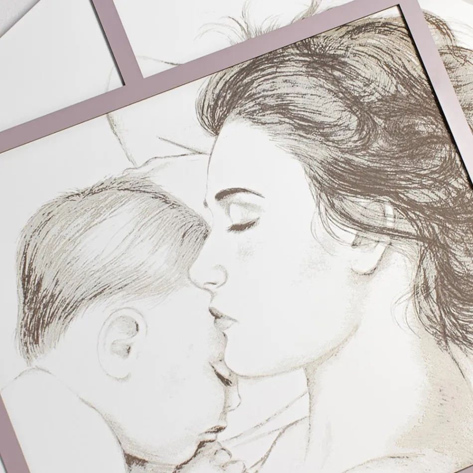 Laser Engraved Panel with Woman and Child Made in Italy - Harald Viadurini