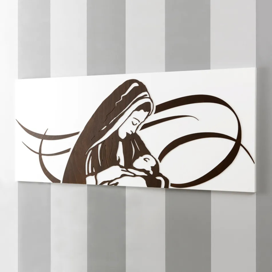 Panel Made with Laser Engraving that Depicts the Mother Made in Italy - Chiyo Viadurini