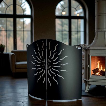 Curved Stove Guard with 2 Metal Doors Made in Italy - Duck Viadurini