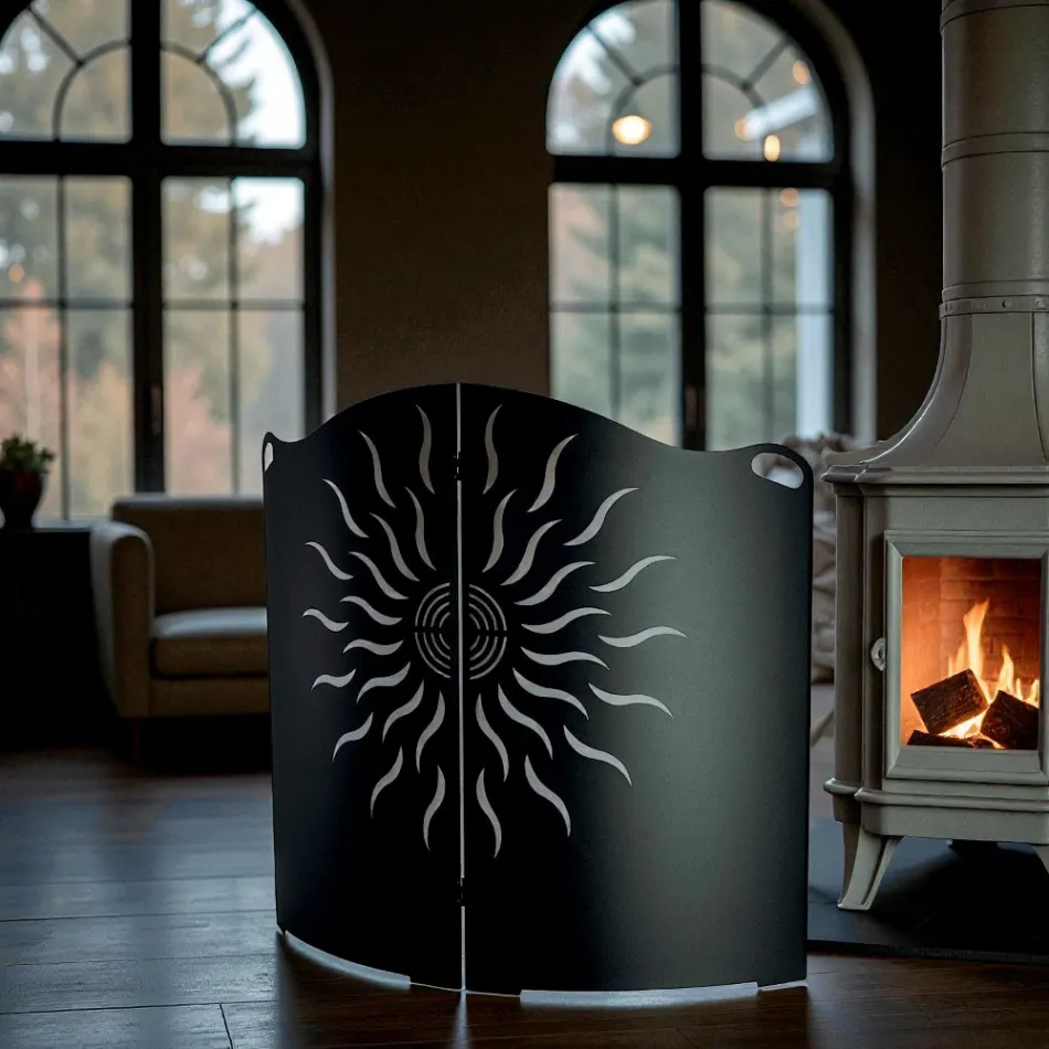 Curved Stove Guard with 2 Metal Doors Made in Italy - Duck Viadurini