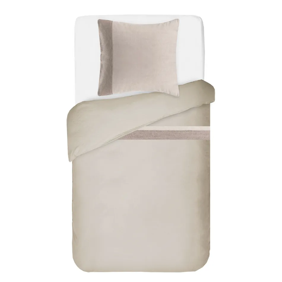 Duvet Cover Set in 90% Cotton and 10% Linen with 1 Pillow Case Made in Italy - Nestle Viadurini