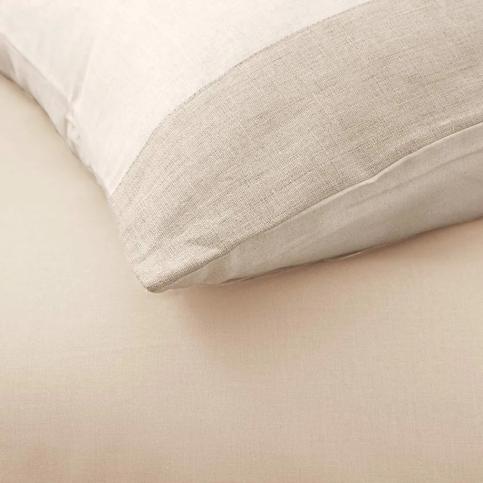 Duvet Cover Set in 90% Cotton and 10% Linen with 1 Pillow Case Made in Italy - Nestle Viadurini