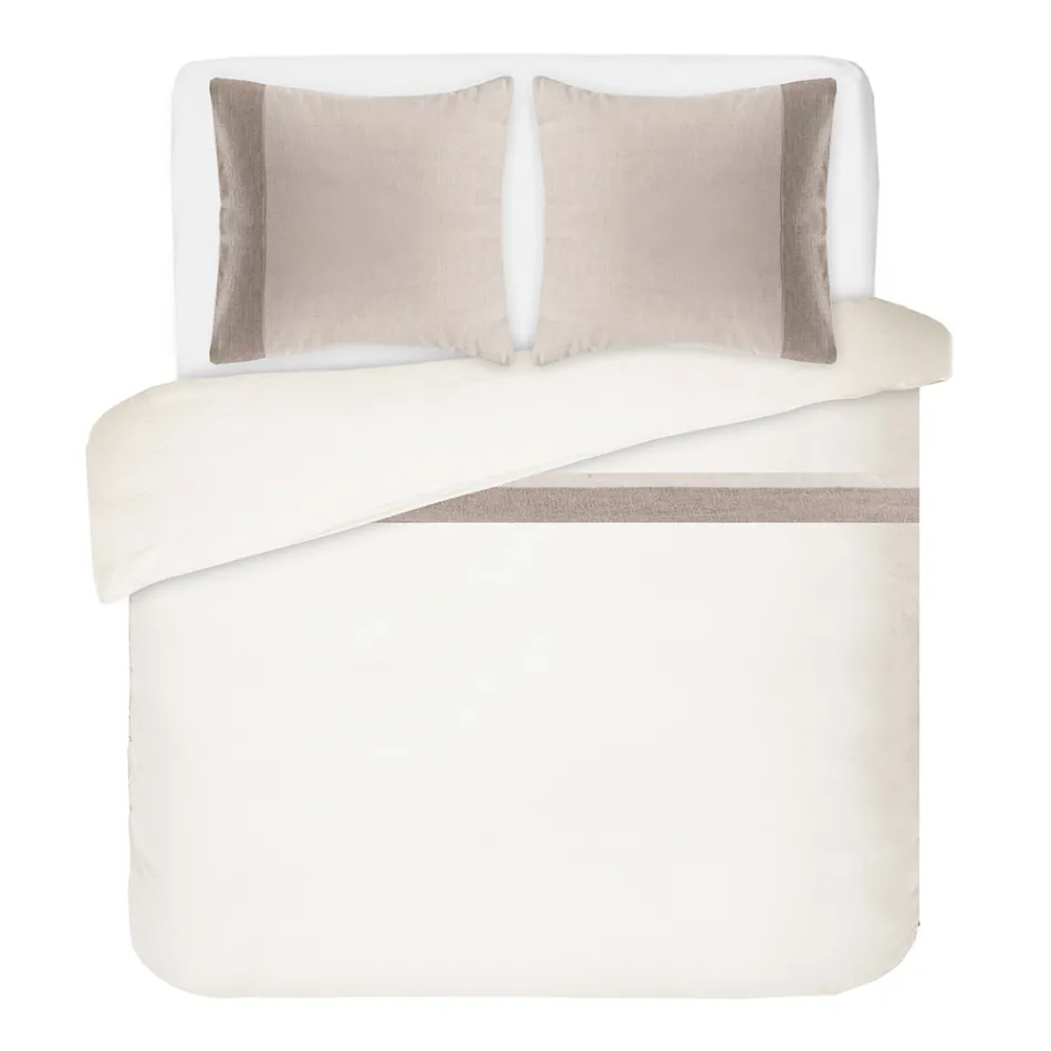 Duvet Cover Set in 90% Cotton and 10% Linen with 2 Pillow Cases Made in Italy - Nestle Viadurini