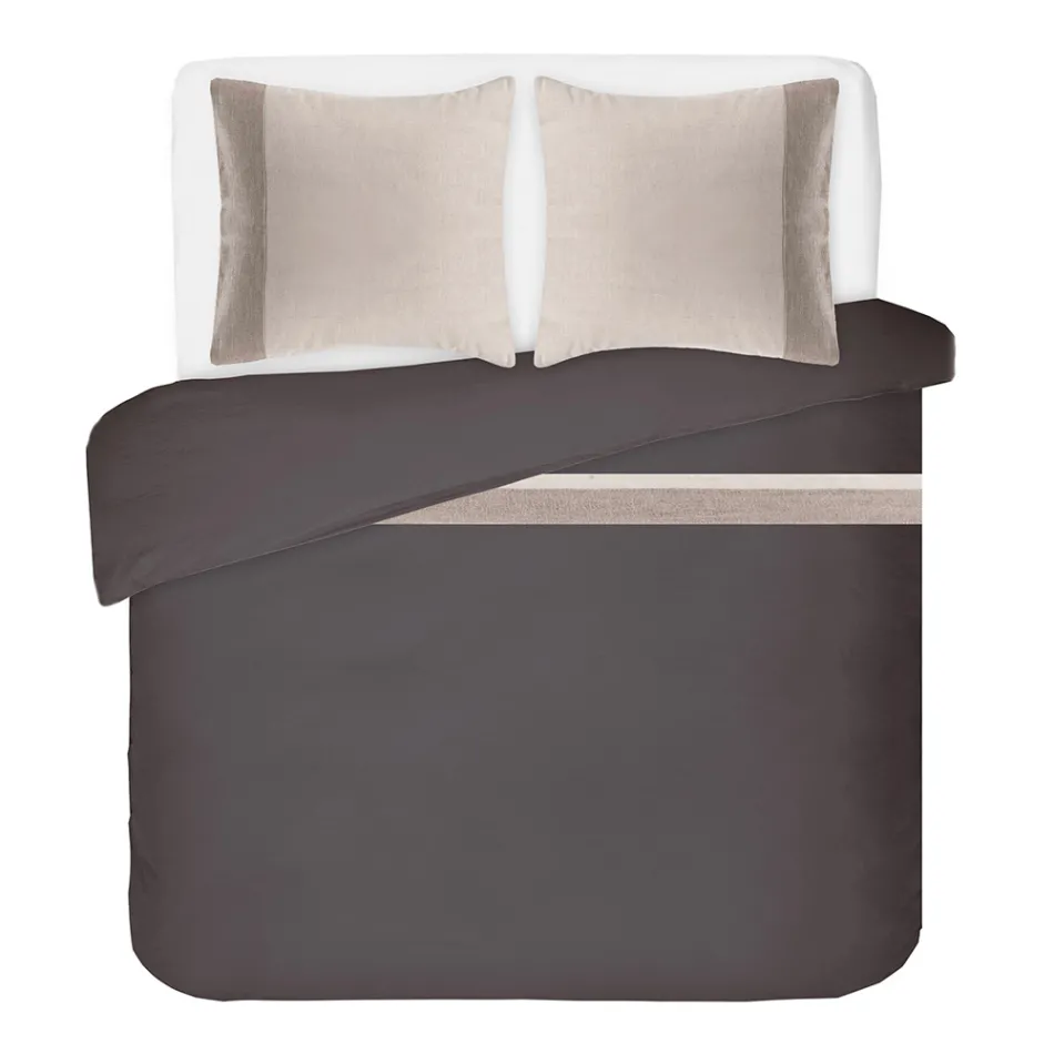 Duvet Cover Set in 90% Cotton and 10% Linen with 2 Pillow Cases Made in Italy - Nestle Viadurini