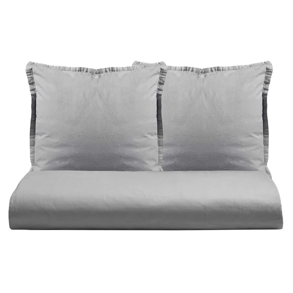 Double Duvet Cover Set in Pure Garment-Dyed Cotton with 2 Pillow Cases - Delicacy Viadurini