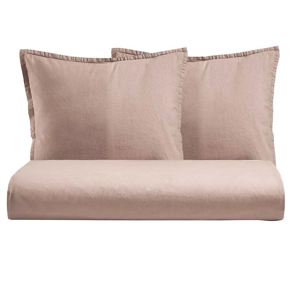 Double Duvet Cover Set in Pure Garment-Dyed Cotton with 2 Pillow Cases - Delicacy Viadurini