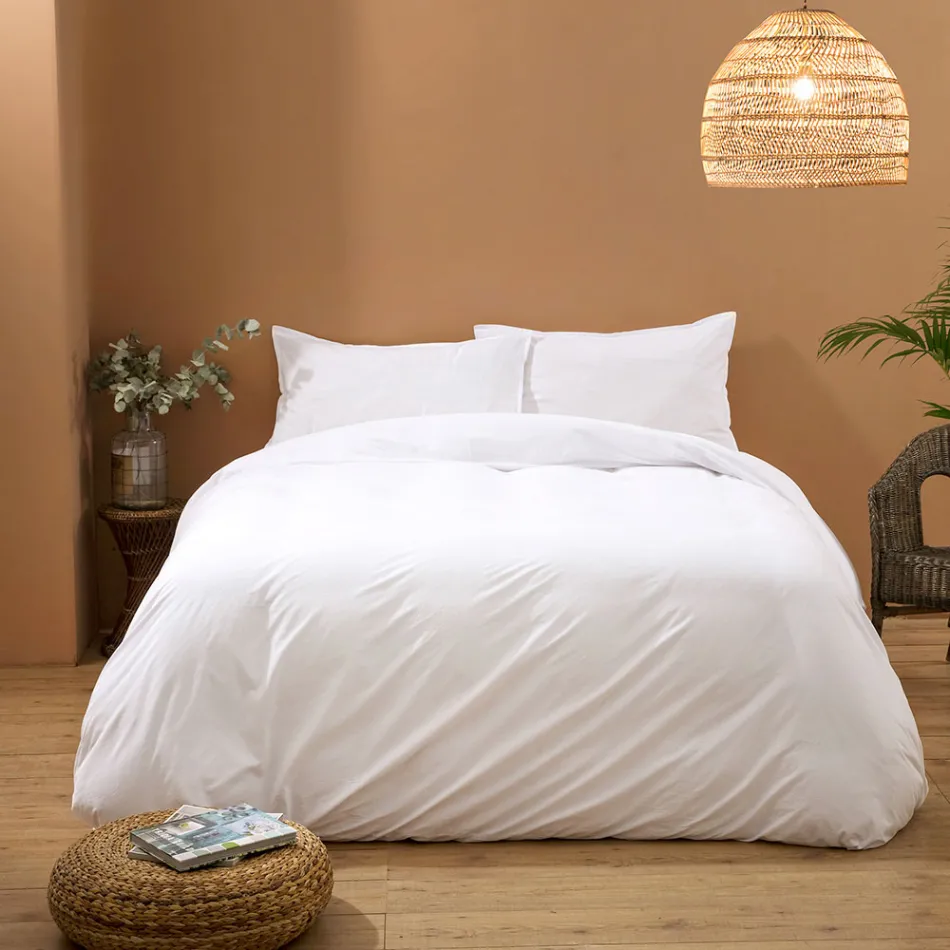 Single Duvet Cover Set in Pure Garment-Dyed Cotton with 1 Pillowcase - Delicacy Viadurini