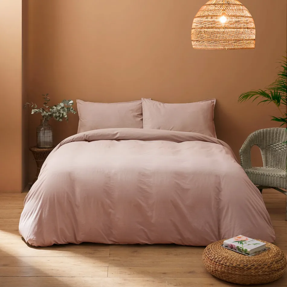 Single Duvet Cover Set in Pure Garment-Dyed Cotton with 1 Pillowcase - Delicacy Viadurini