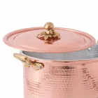 High Pot in Hand Tinned Copper with Handles and Lid 28 cm - Mariarita Viadurini