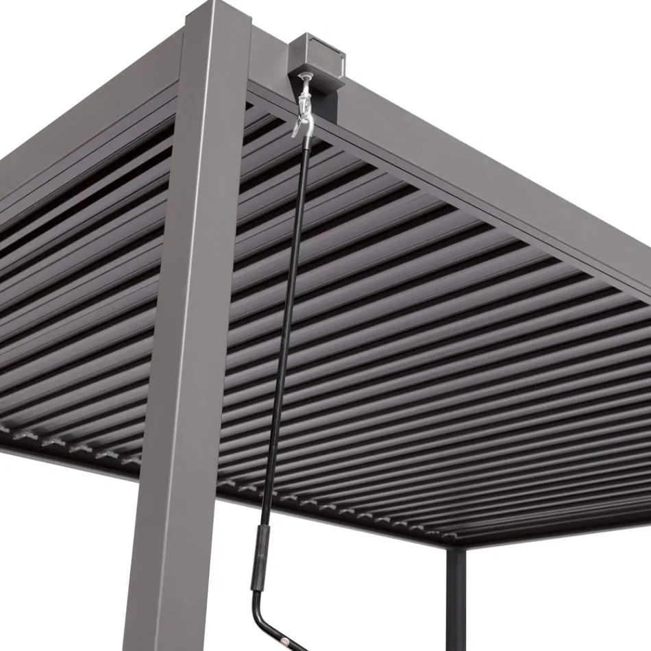 Anthracite Aluminum Pergola with Adjustable Roof - Vitta Viadurini