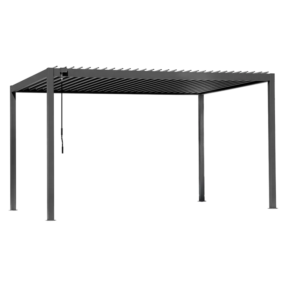 Anthracite Aluminum Pergola with Adjustable Roof - Vitta Viadurini
