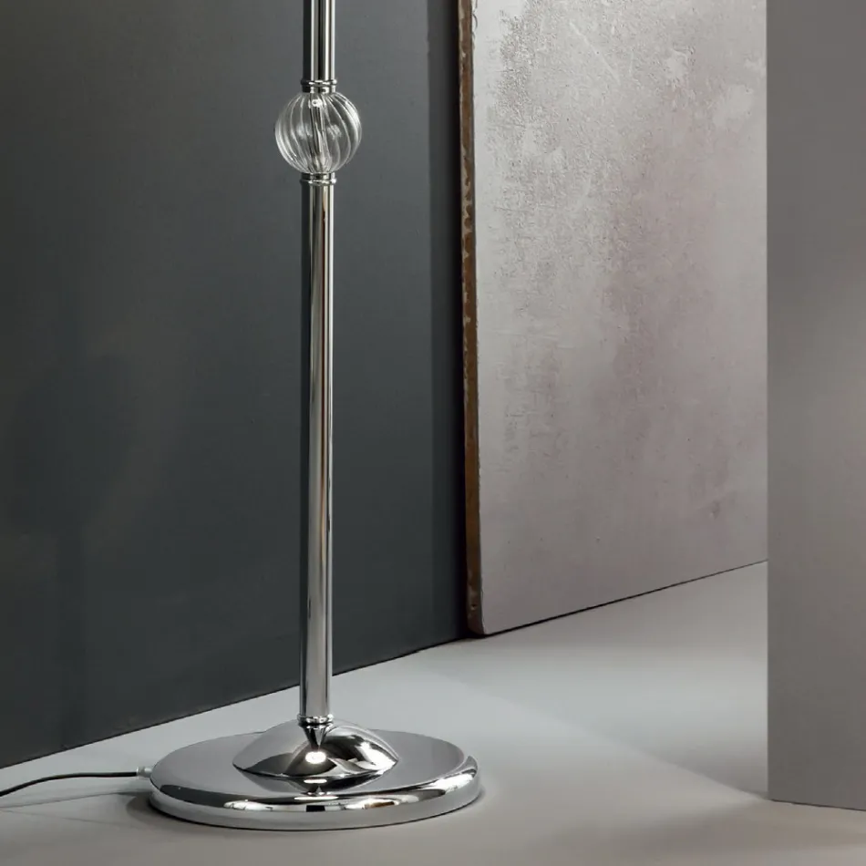 Classic Floor Lamp in Handmade Rigaton Glass and Gold Metal - Fievole Viadurini