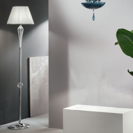 Classic Floor Lamp in Handmade Rigaton Glass and Gold Metal - Fievole Viadurini