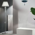 Classic Floor Lamp in Handmade Rigaton Glass and Chrome Metal - Fievole