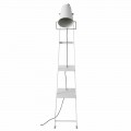 Living Room Floor Lamp in White or Matt Black Metal with Shelves - Butler