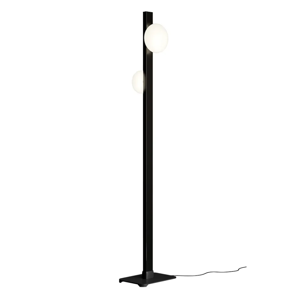 Alma Floor Lamp in Aluminum and White Blown Glass Light Viadurini