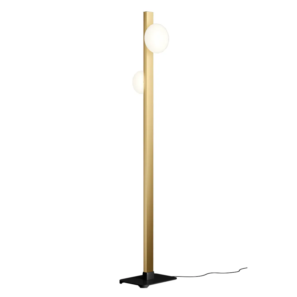 Alma Floor Lamp in Aluminum and White Blown Glass Light Viadurini