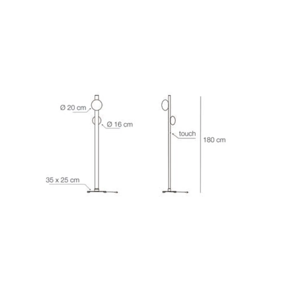 Alma Floor Lamp in Aluminum and White Blown Glass Light Viadurini