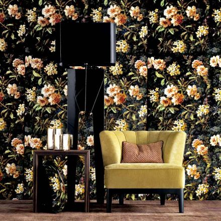 Floor lamp made of wood and fabric Grilli Zarafa made in Italy Viadurini