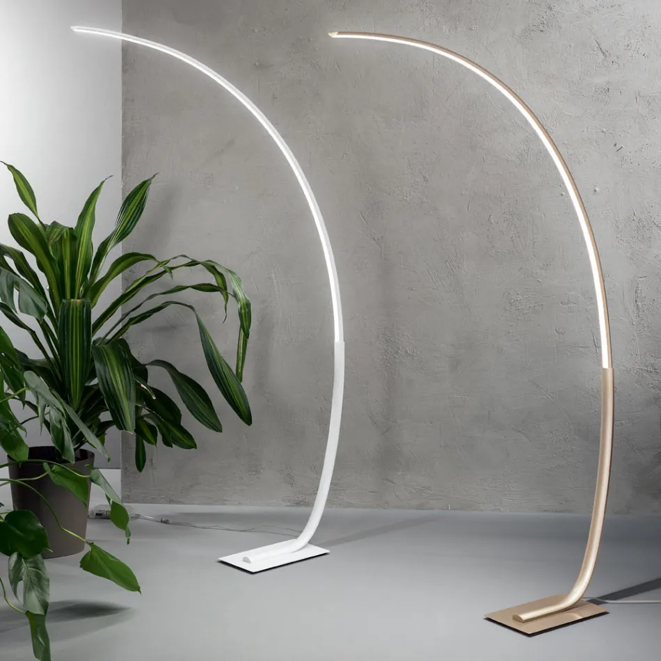 Modern Dimmable LED Floor Lamp in Black, Gold or White Metal - Gondola Viadurini