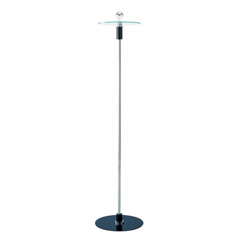 Modern floor lamp with chromed structure and glass plate Made in Italy - Saturno Viadurini