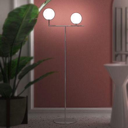 Modern Floor Lamp in Hand-Blown Cased Venetian Glass - Snow Viadurini