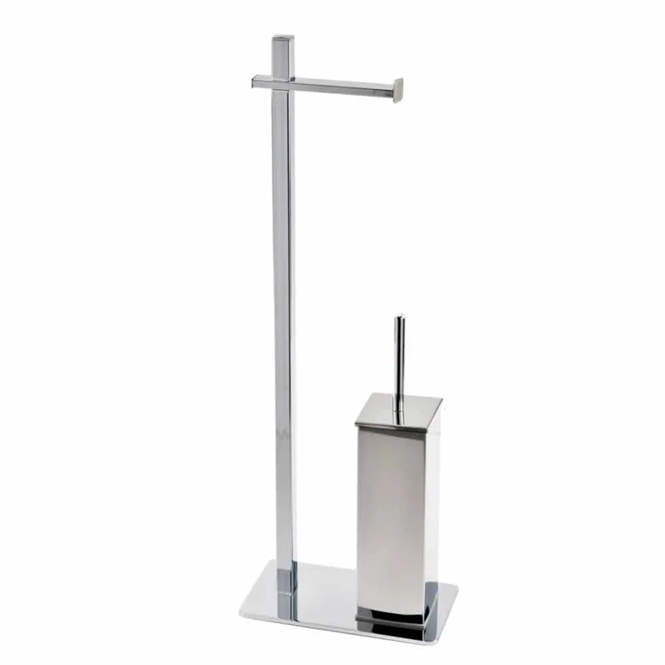 Modern Design Iron Stand for Toilet Brush and Roll Made in Italy - Cali Viadurini