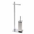 Modern Design Iron Stand for Toilet Brush and Roll Made in Italy - Cali