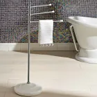 Vintage 3-Arm Towel Holder Stand in Brass and Ceramic - Lyon Viadurini