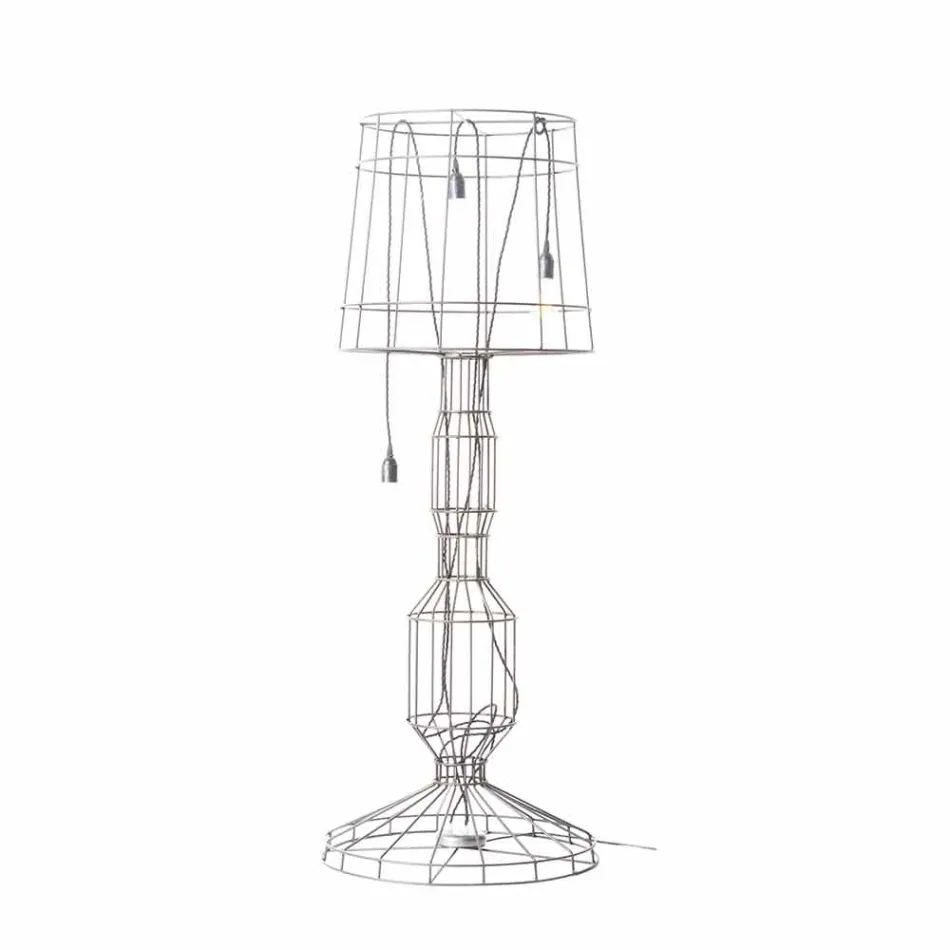 Living Room Floor Lamp 3 Lights in White or Natural Metal Minimal Style - Styling Viadurini