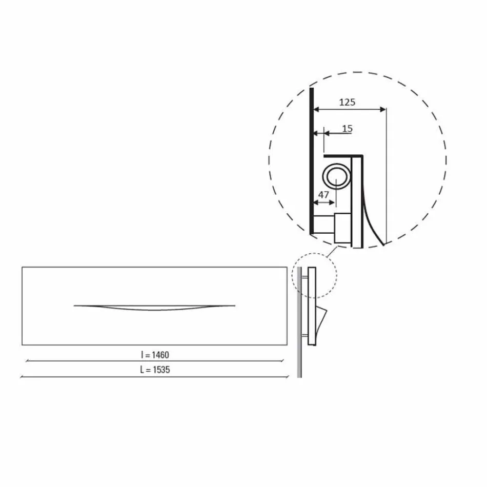 Horizontal Design Hydraulic Radiant Plate in Steel up to 820 W - Cut Viadurini
