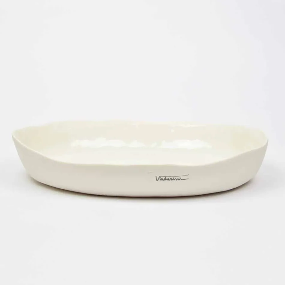 Luxury Design White Porcelain Oval Serving Plate - Arcimaesta Viadurini
