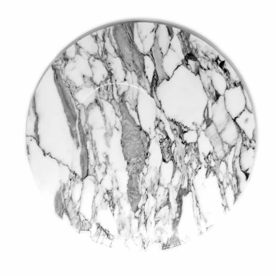 Round Serving Plate in White Carrara Marble Made in Italy - Kamil Viadurini