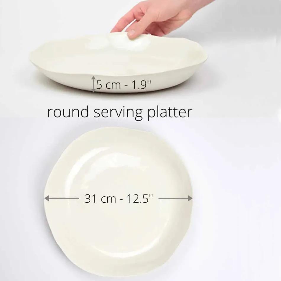 Italian Luxury White Porcelain Round Serving Plate - Arcimaesta Viadurini