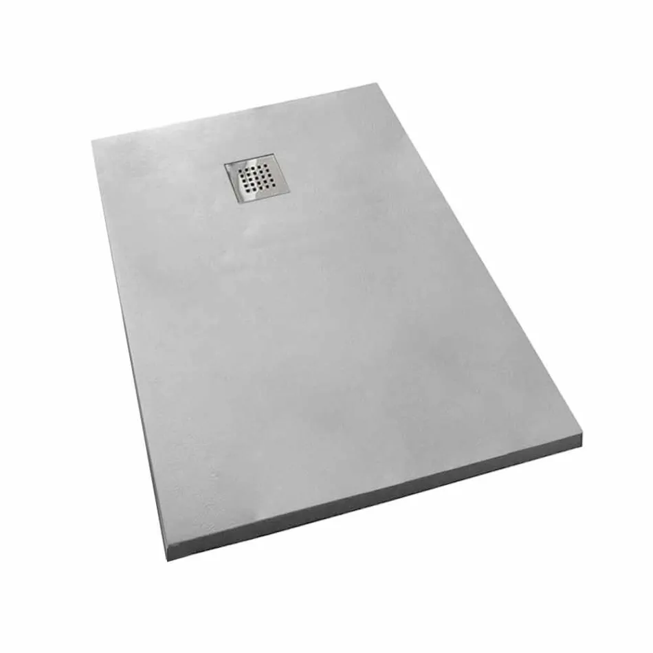 Shower Tray 140x70 cm in White or Gray - Cupio Concrete Effect Resin Viadurini