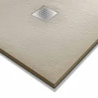 Shower Tray 140x70 in Stone Effect Resin with Steel Grid - Domio Viadurini