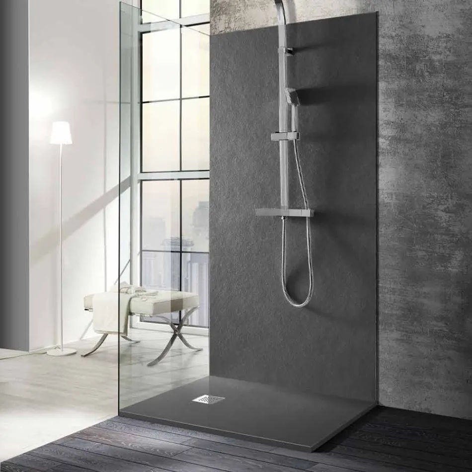 Shower Tray 90x70 in Resin Stone Effect Finish Modern Design - Domio Viadurini