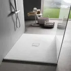 Square Design Shower Tray 90x90 in White Resin Velvet Effect - Estimo Viadurini