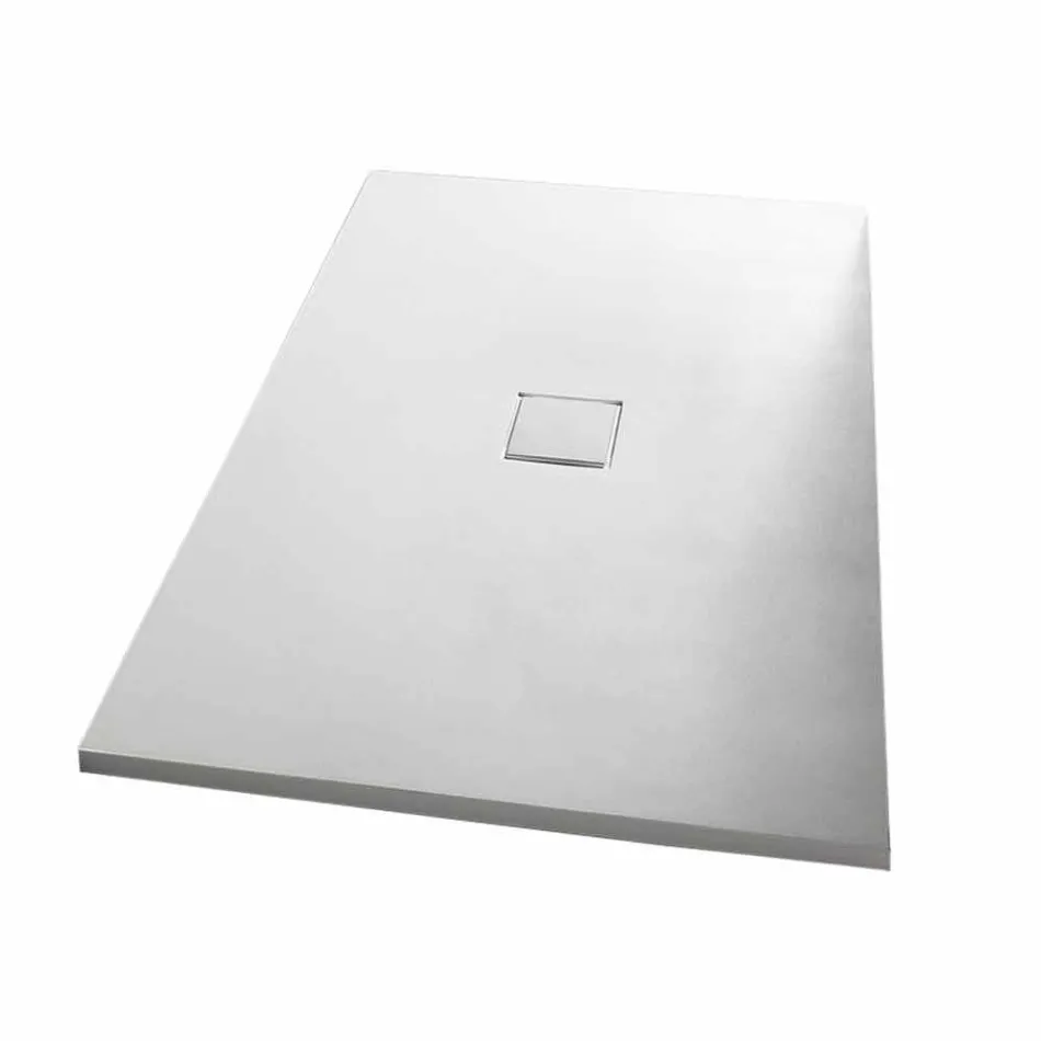 Rectangular Resin White Velvet Effect Shower Tray 140x80 cm - Estimo Viadurini