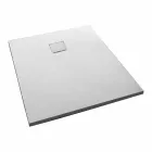 White Velvet Effect Resin Shower Tray 100x70 with Drain Cover - Estimo Viadurini