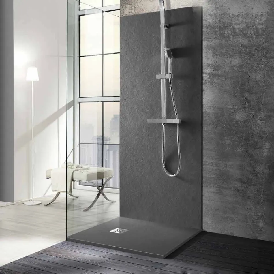 Modern Square Shower Tray 90x90 in Stone Effect Resin - Domio Viadurini
