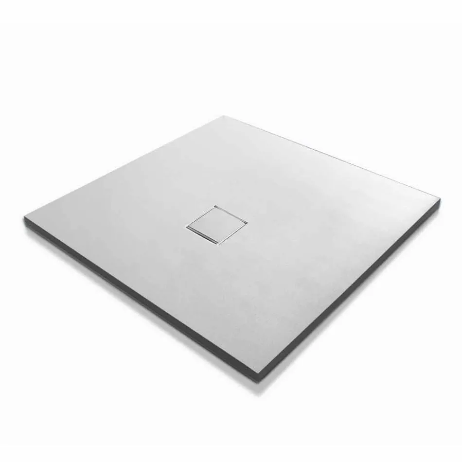 Square Shower Tray 80x80 cm in White Resin Velvet Effect - Estimo Viadurini