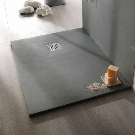 Rectangular Shower Tray 100x80 in Resin Concrete Effect Finish - Cupio Viadurini