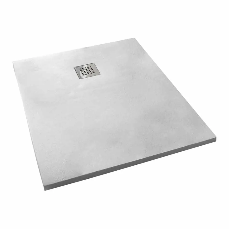 Rectangular Shower Tray 100x80 in Resin Concrete Effect Finish - Cupio Viadurini