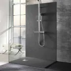 Rectangular Shower Tray 140x80 in Resin with Steel Grid - Domio Viadurini