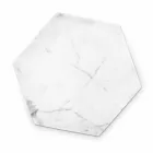 Hexagonal Design Plate in White Carrara Marble Made in Italy - Sintia Viadurini