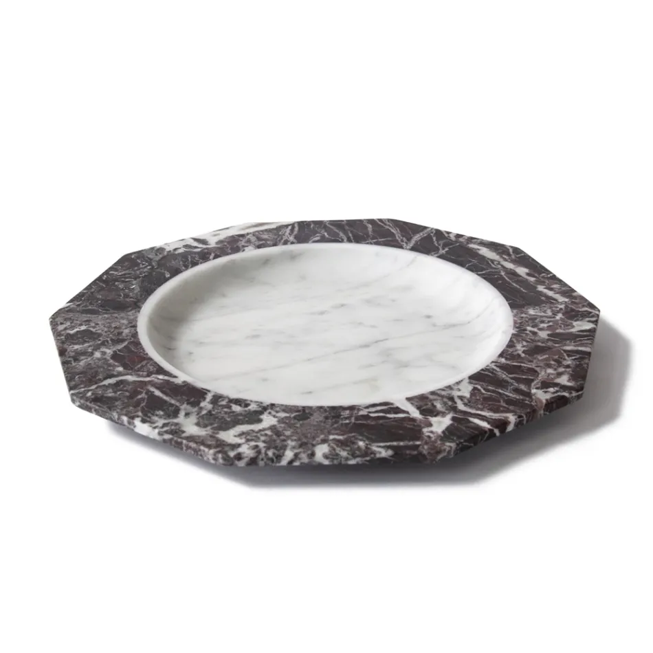 Flat Plate in Satin Marble Various Finishes Italian Luxury Design - Rhodium Viadurini