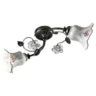 2 Lights Ceiling Lamp in Metal and Ceramic with Hand Painted Roses - Pisa Viadurini