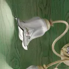 4 Lights Ceiling Lamp in Metal and Ceramic with Hand Painted Roses - Pisa Viadurini